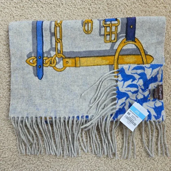 NWT J. McLaughlin Cashmere Mini Jaipur Scarf Equestrian Horse - Picture 14 of 14